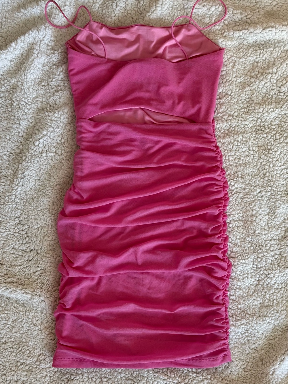 Pink Ruched Spaghetti-Strap Dress - Picture 2 of 2